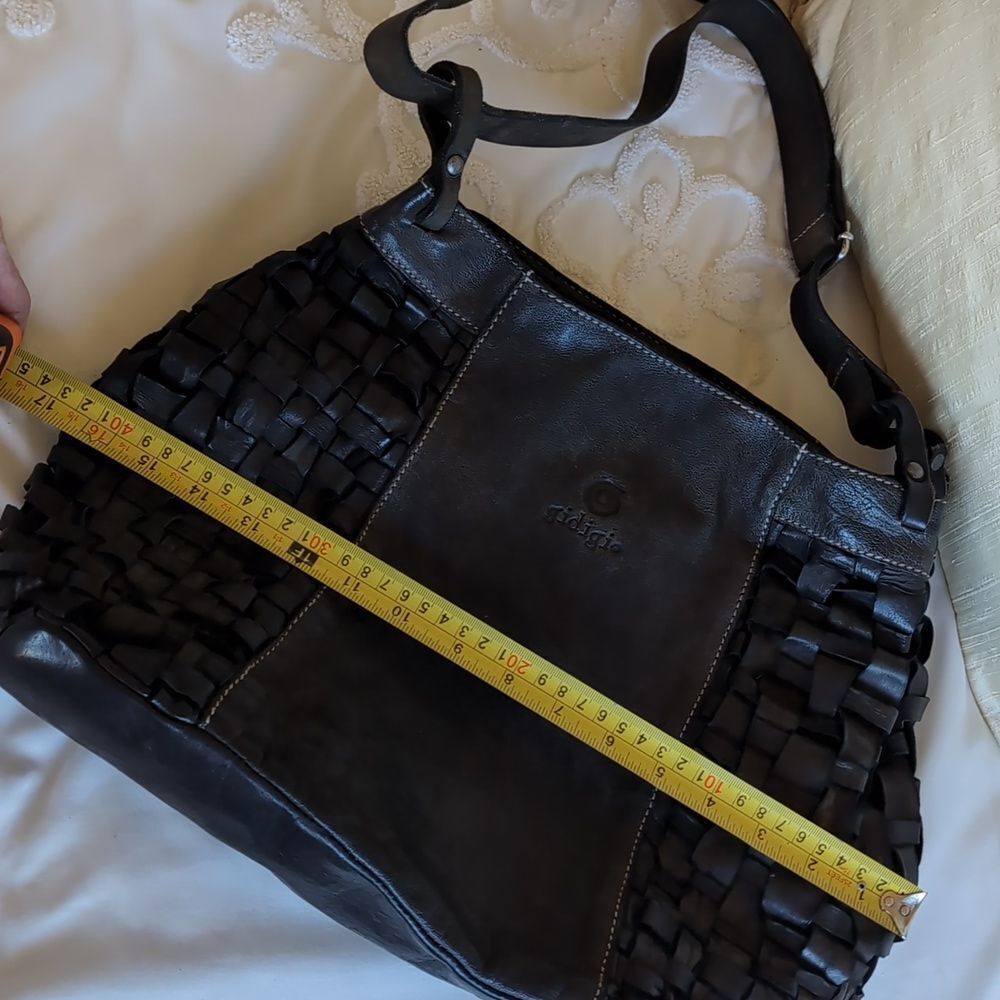 Black Basket Weave 🖤Leather Hobo Bag -Gidigio Italian Made - Picture 15 of 16